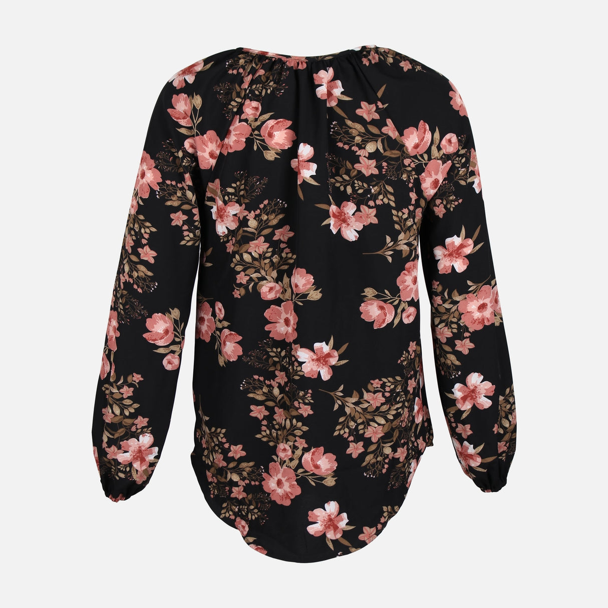 WOMEN FLORAL WOVEN LONG SLEEVE TOP