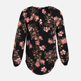 WOMEN FLORAL WOVEN LONG SLEEVE TOP