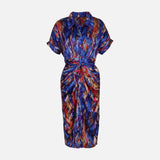 WOMEN FLORAL SHORT SLEEVE LONG DRESS