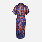 WOMEN FLORAL SHORT SLEEVE LONG DRESS
