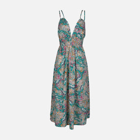 WOMEN FLORAL SLVLESS LONG DRESS