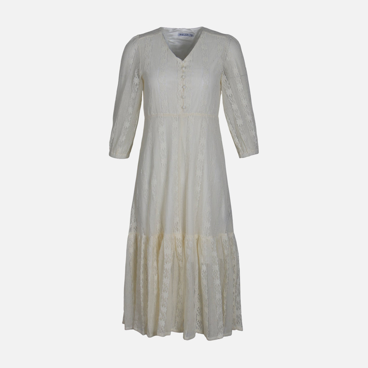 WOMEN SHORT SLEEVE LONG LACE DRESS