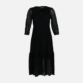 WOMEN SHORT SLEEVE LONG LACE DRESS