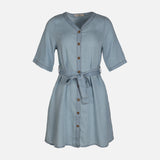 WOMEN 3/4 SLEEVE TENCEL MIDI DRESS