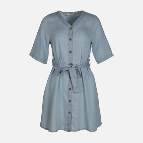 WOMEN 3/4 SLEEVE TENCEL MIDI DRESS