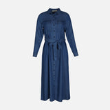 WOMEN LONG SLEEVE TENCEL LONG DRESS