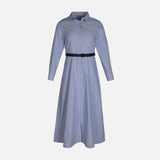 WOMEN LONG SLEEVE STRIPED LONG DRESS