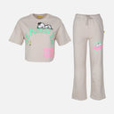 WOMEN SET 2 PIECES CROP T-SHIRT & WIDE LEG PANT