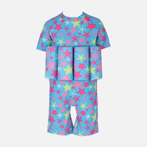 GIRLS FLOATING SWIMSUIT B-LEG SHORT SLEEVE