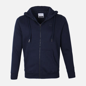 MEN SOLID FLEECE CARDIGAN WITH HOOD