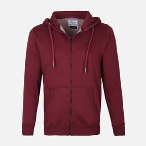 MEN SOLID FLEECE CARDIGAN WITH HOOD