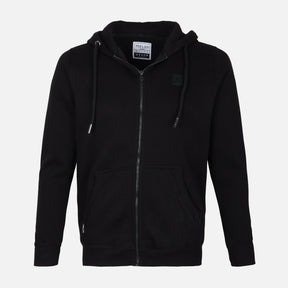 MEN SOLID FLEECE CARDIGAN WITH HOOD