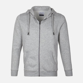 MEN SOLID FLEECE CARDIGAN WITH HOOD