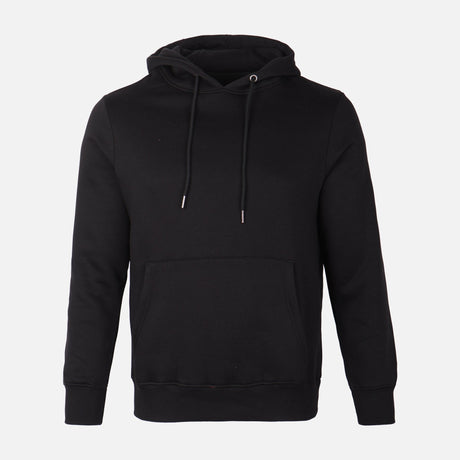 MEN BASIC SOLID FLEECE HOODED PULLOVER