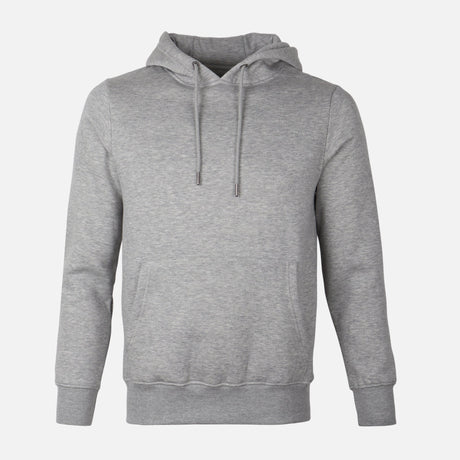 MEN BASIC SOLID FLEECE HOODED PULLOVER