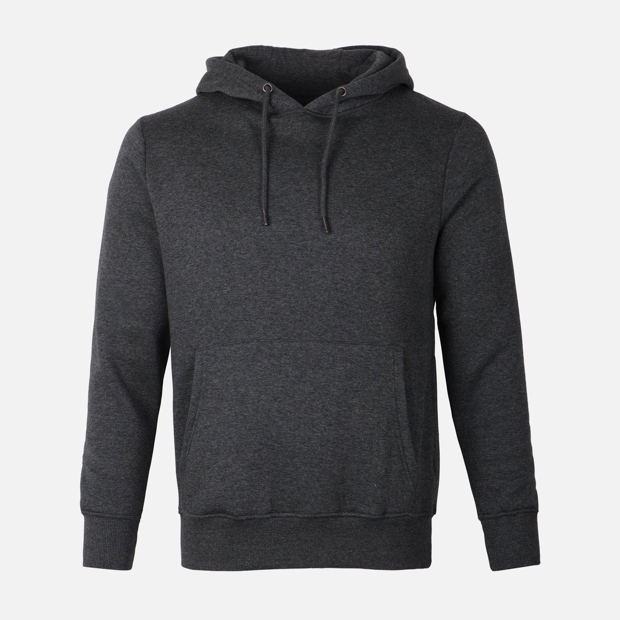 MEN BASIC SOLID FLEECE HOODED PULLOVER