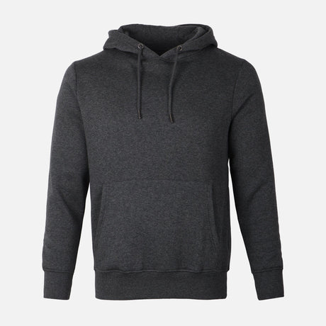 MEN BASIC SOLID FLEECE HOODED PULLOVER