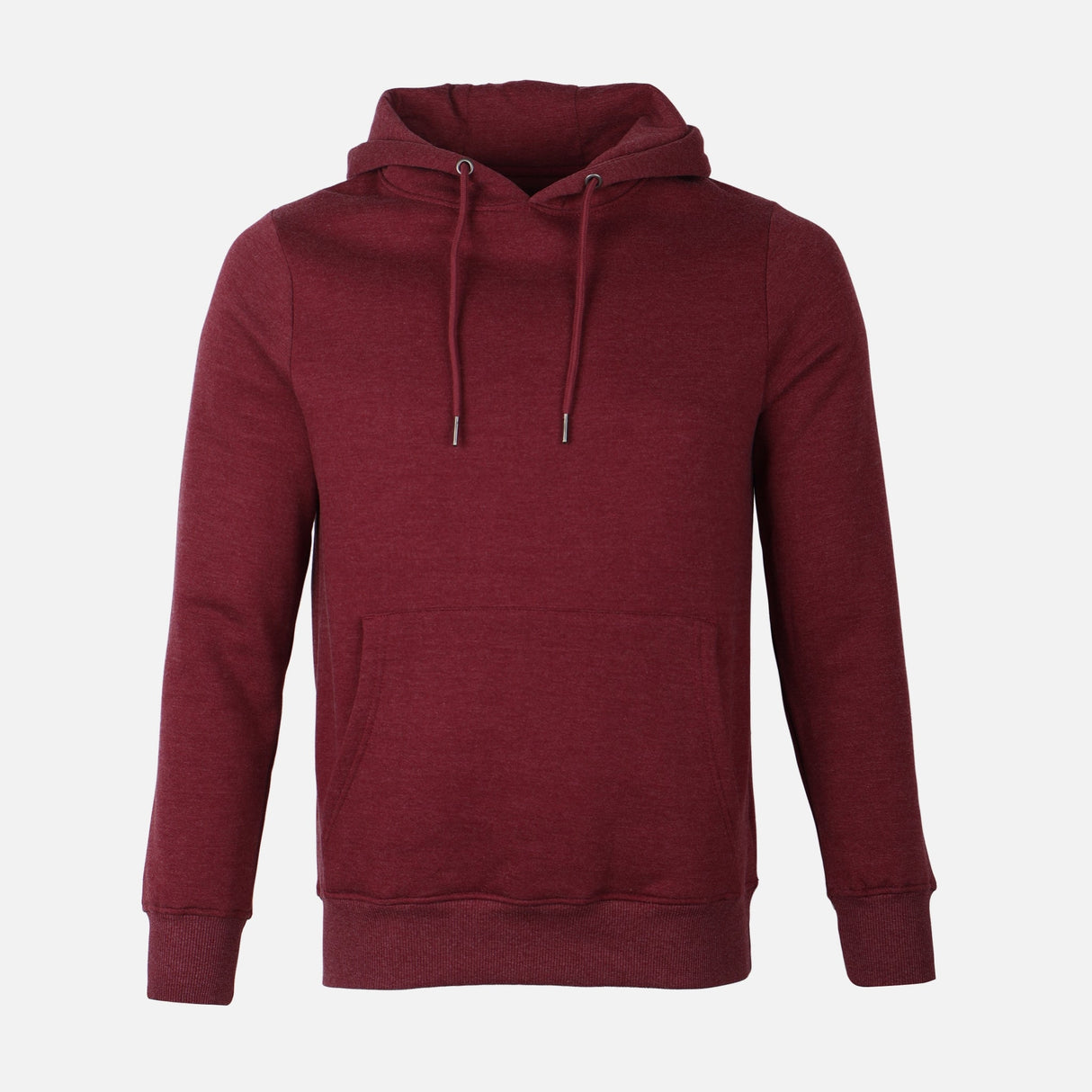 MEN BASIC SOLID FLEECE HOODED PULLOVER