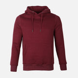 MEN BASIC SOLID FLEECE HOODED PULLOVER
