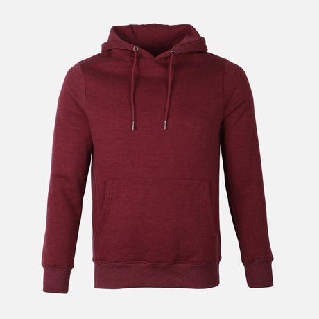 MEN BASIC SOLID FLEECE HOODED PULLOVER