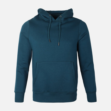 MEN BASIC SOLID FLEECE HOODED PULLOVER