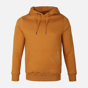 MEN BASIC SOLID FLEECE HOODED PULLOVER