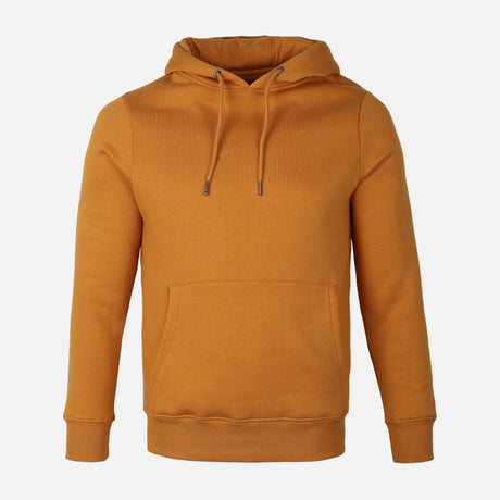 MEN BASIC SOLID FLEECE HOODED PULLOVER