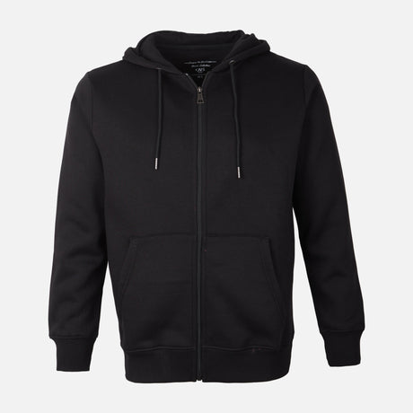 MEN BASIC SOLID FLEECE HOODED CARDIGAN