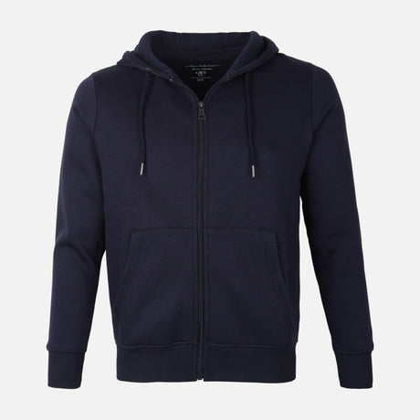 MEN BASIC SOLID FLEECE HOODED CARDIGAN