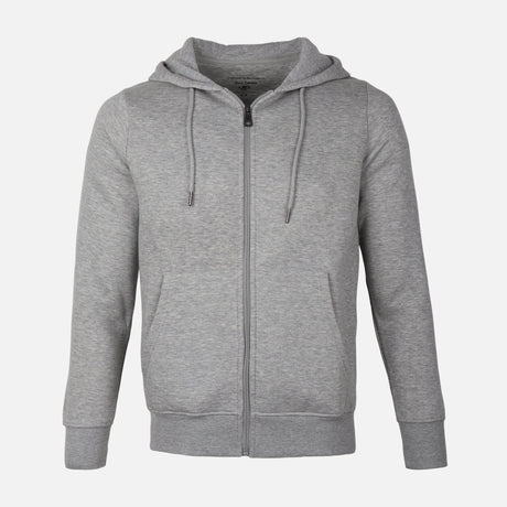 MEN BASIC SOLID FLEECE HOODED CARDIGAN