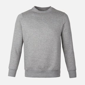 MEN BASIC SOLID FLEECE PULLOVER ROUND NECK
