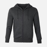 MEN BASIC SOLID FLEECE HOODED CARDIGAN