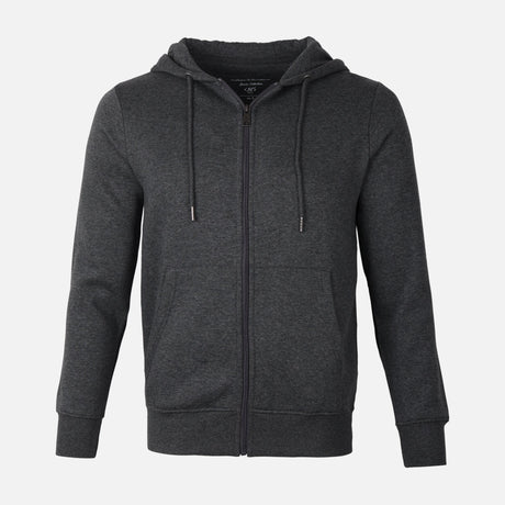 MEN BASIC SOLID FLEECE HOODED CARDIGAN