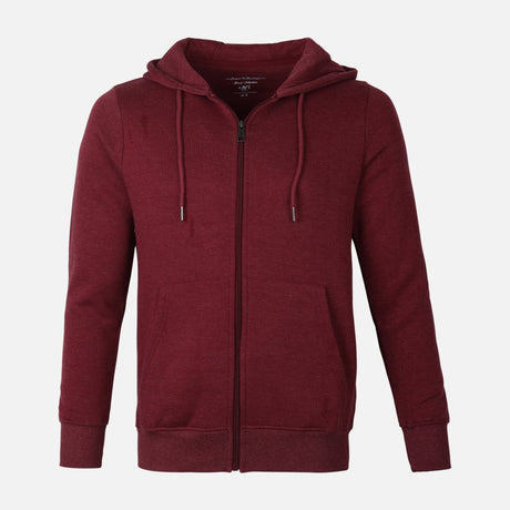 MEN BASIC SOLID FLEECE HOODED CARDIGAN