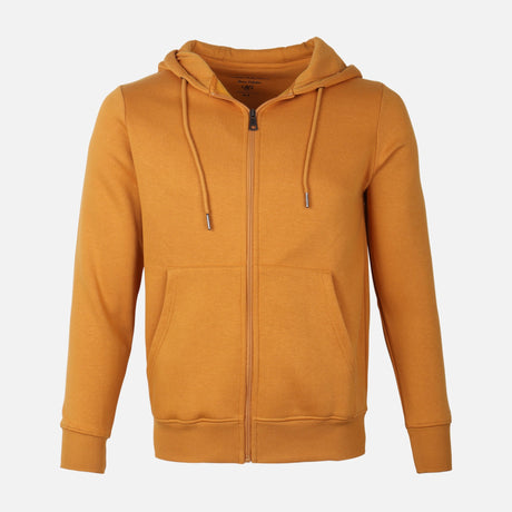 MEN BASIC SOLID FLEECE HOODED CARDIGAN