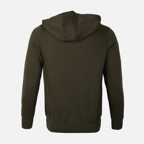 MEN BASIC SOLID FLEECE HOODED CARDIGAN