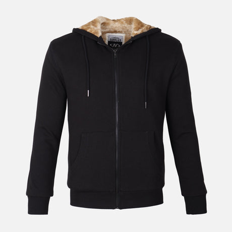 MEN HOODED FUR CARDIGAN