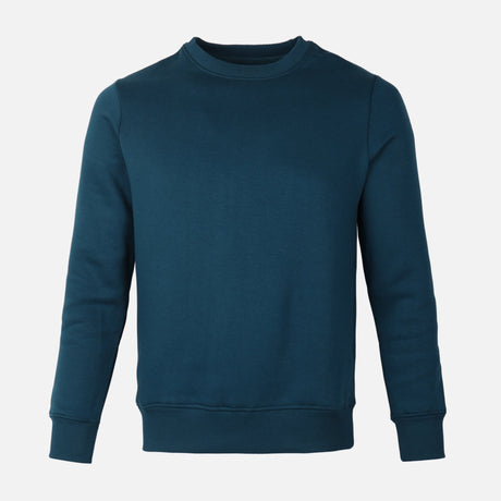 MEN BASIC SOLID FLEECE PULLOVER ROUND NECK