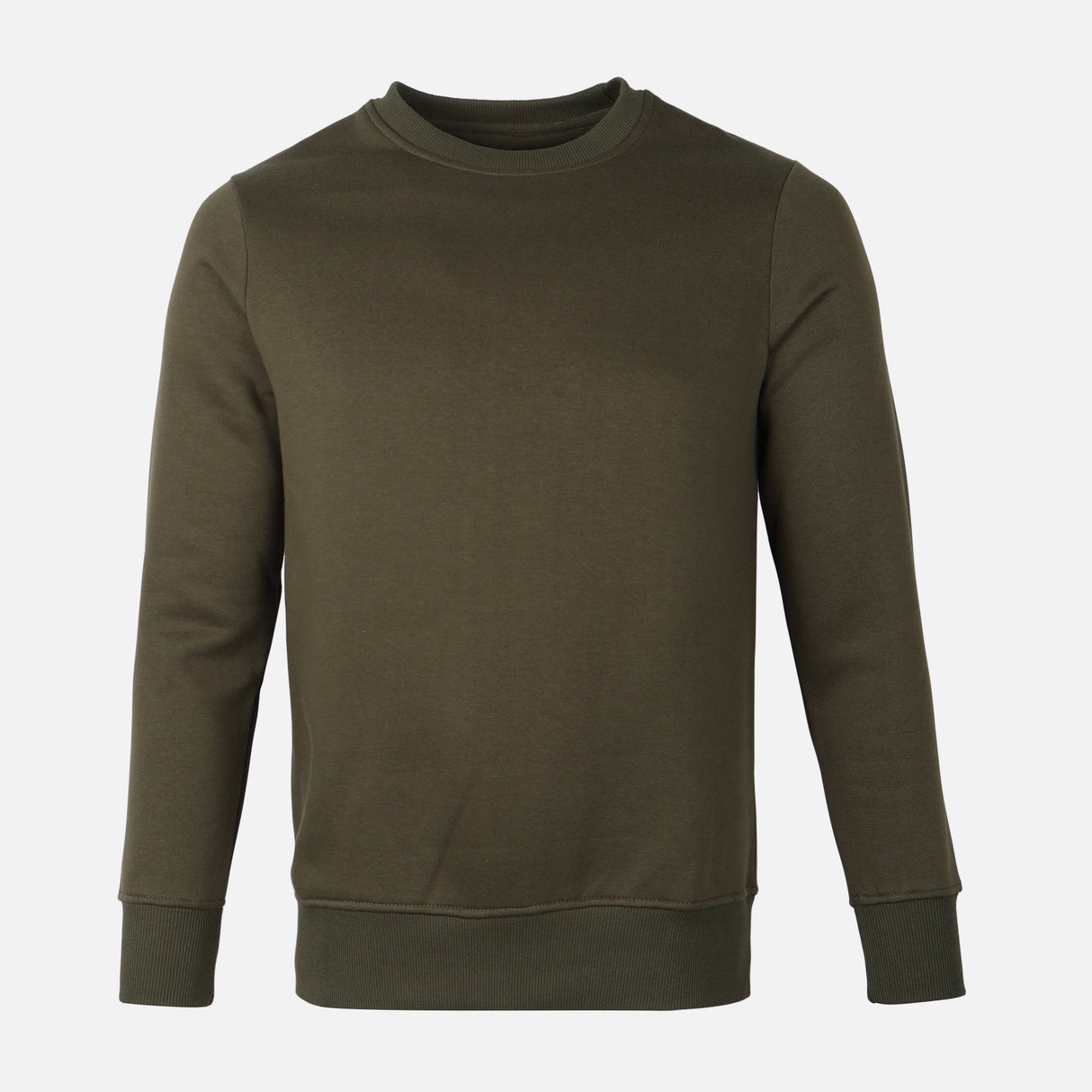 MEN BASIC SOLID FLEECE PULLOVER ROUND NECK
