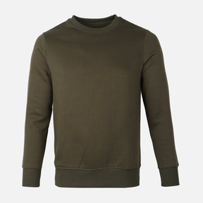 MEN BASIC SOLID FLEECE PULLOVER ROUND NECK