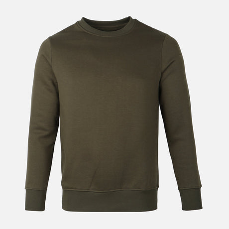 MEN BASIC SOLID FLEECE PULLOVER ROUND NECK