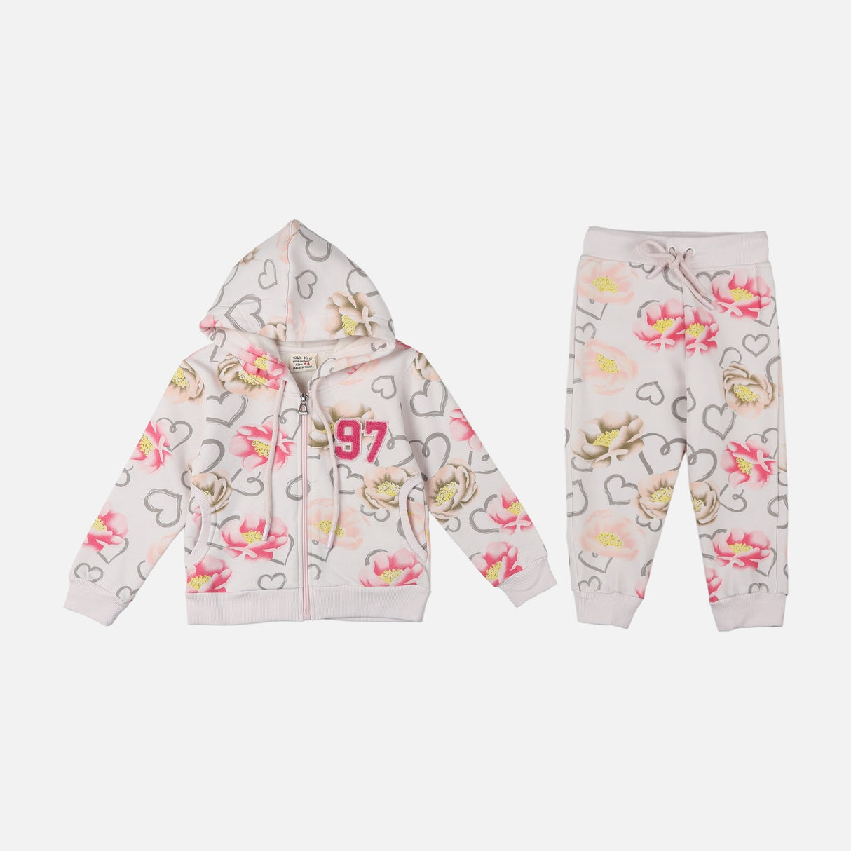 GIRLS 2 PIECES SET ( JOGGER & HOODIE WITH ZIPPER )