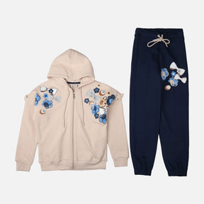 GIRLS 2 PIECES SET ( JOGGER & HOODIE WITH ZIPPER )