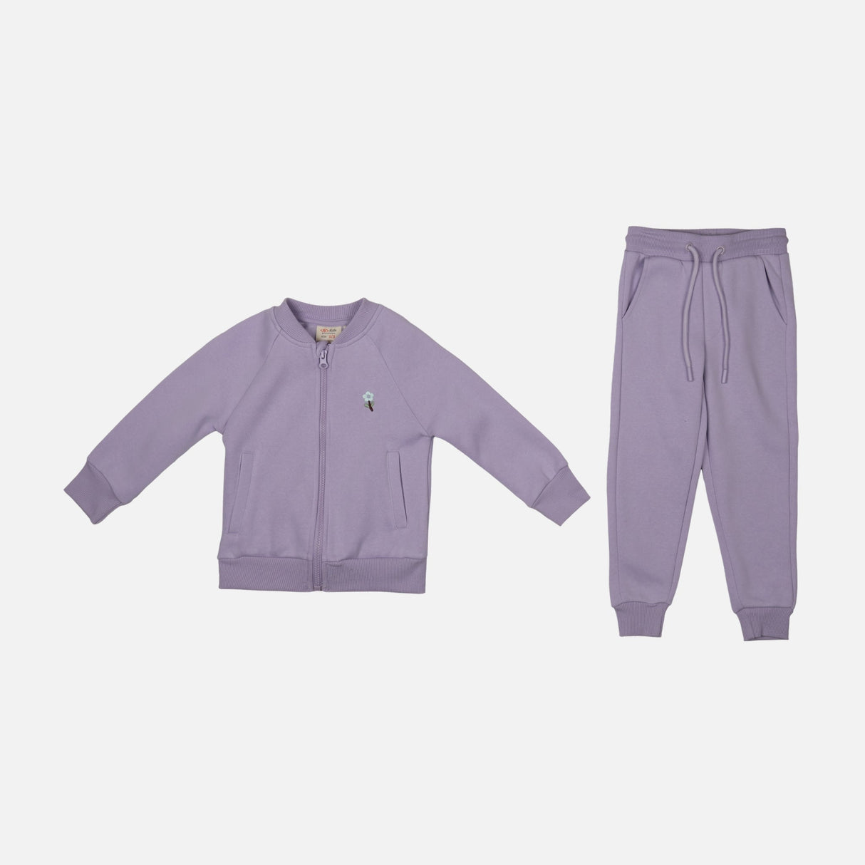 GIRLS 2 PIECES SET SWEATSHIRT CREW NECK- ZIPPER & PANT SOLID  