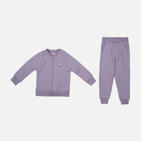 GIRLS 2 PIECES SET SWEATSHIRT CREW NECK- ZIPPER & PANT SOLID  