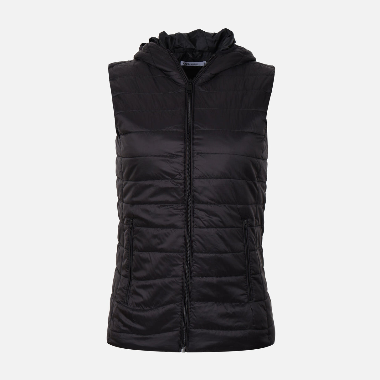 WOMEN BASIC PADDED VEST WITH HOOD