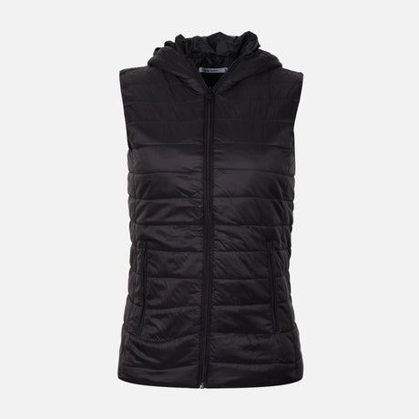 WOMEN BASIC PADDED VEST WITH HOOD