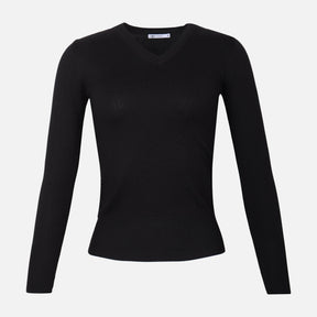 WOMEN BASIC SWEATER V-NECK