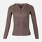 WOMEN FULLZIPPER RIBBED HOODED CARDIGAN