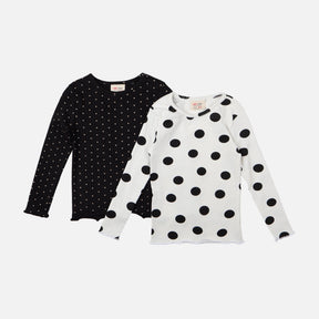 GIRLS LONG RIBBED TEE 2 IN 1